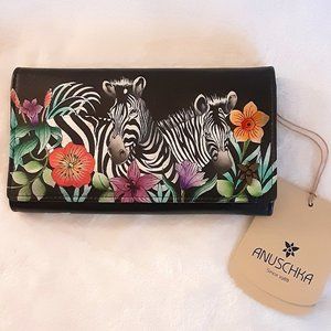 ANUSHKA Playful Zebra Wristlet Wallet w/ RFID Blocker NWT